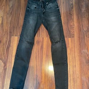 Zara Black Washed Ripped Skinny Jeans